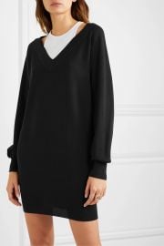 alexanderwang t - Layered merino wool and ribbed stretch cotton-jersey mini dress at Net A Porter